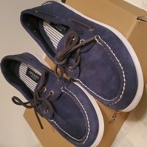 Sperry 2-Eye Seersucker Navy Shoes